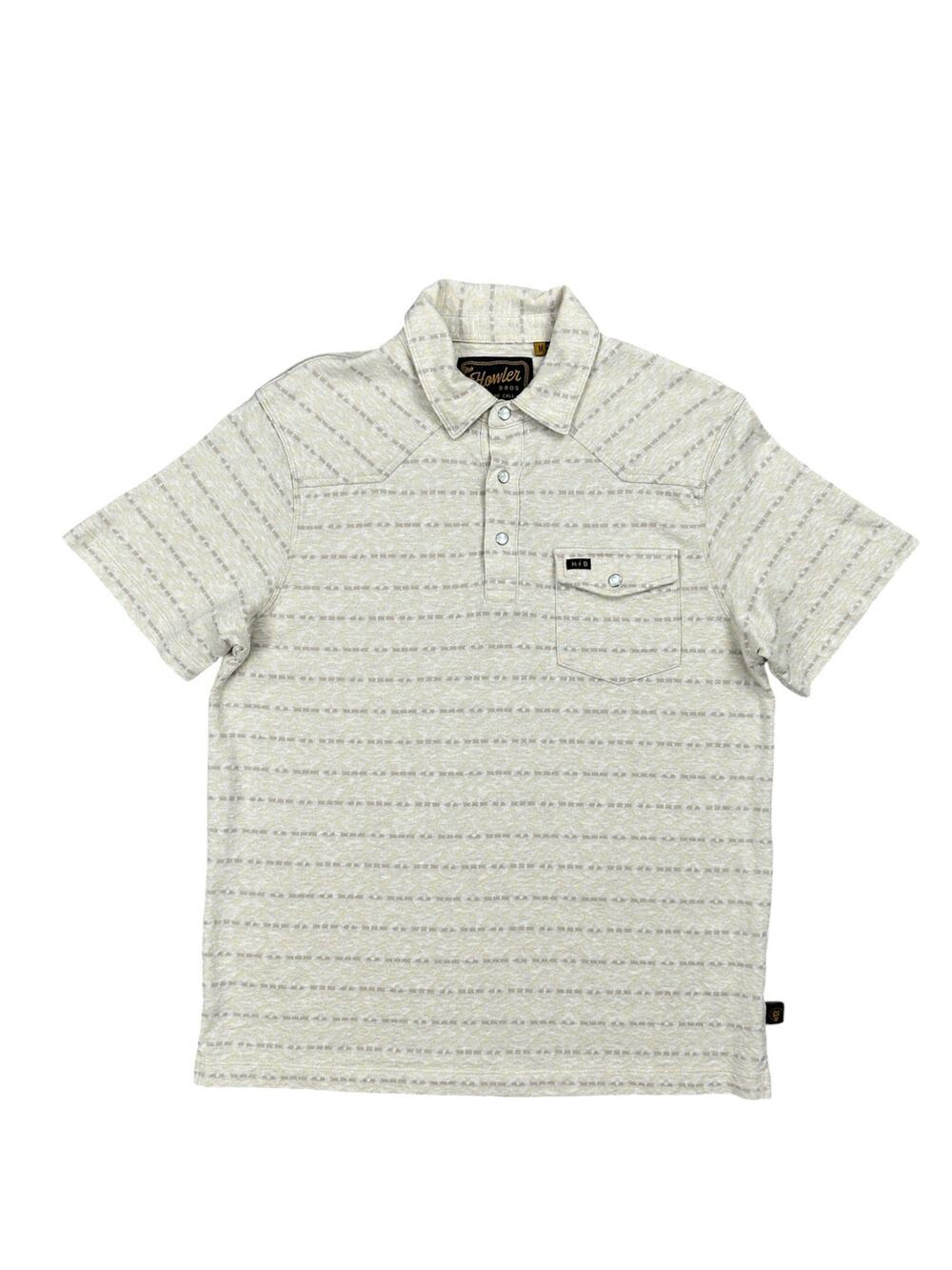 Howler Brothers Ranchero Jacquard Pearl Snap Polo Porridge — Size Medium